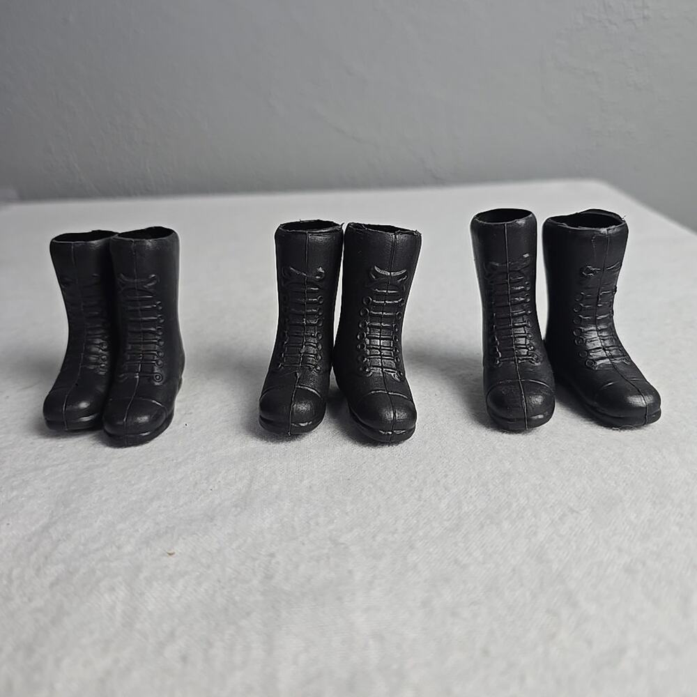 G.I. Joe Tall Lace Up Black Boots American Soldier Hasbro‎ Lot of 6 Boots
